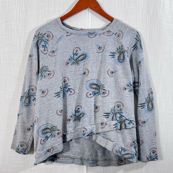 Loft Grey Crossover Paisley Sweatshirt Sweater Size L - Picture 1 of 11